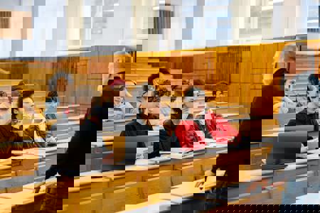 University classroom with students and academic learning